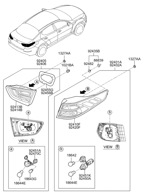 2015 Kia Optima  Lens & Housing-Rear Combination Outside Diagram for 924112T520