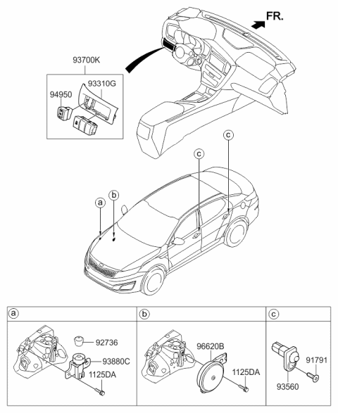 2014 Kia Optima  Switch Assembly-Hood Diagram for 938802T000