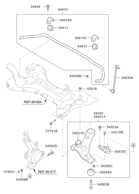 2015 Kia Optima  Bush-Front Lower Arm"A" Diagram for 545514R000