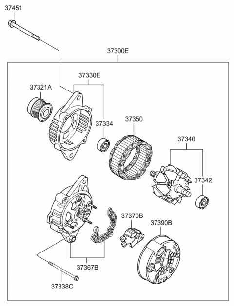 2015 Kia Optima  Alternator Assembly Diagram for 373002G755