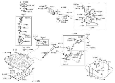 2015 Kia Optima  Canister Assembly Diagram for 314103R500