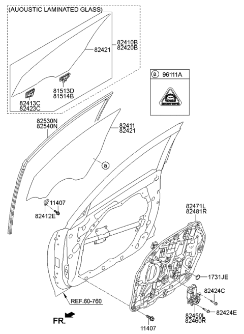 2014 Kia Optima  Holder-Front Door Window Diagram for 824124C000