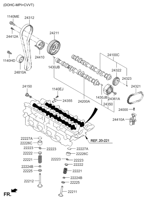 2008 Kia Spectra  Chain-Timing Diagram for 2432123001