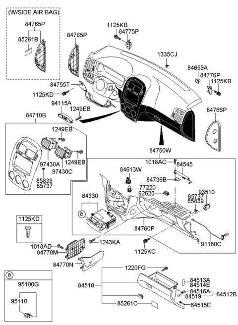 2007 Kia Spectra  Cover-Crash Pad Center Lower Diagram for 847732F00087