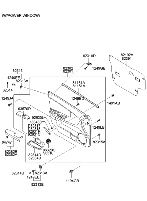 2007 Kia Spectra  Grommet-Screw Diagram for 823132D000GW