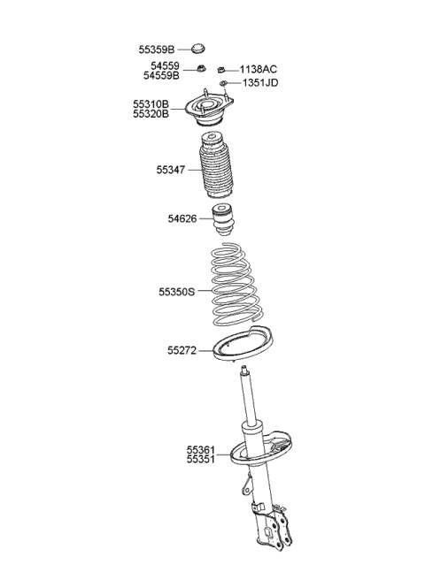2009 Kia Spectra  Rear Shock Absorber Dust Cover Diagram for 553252D000