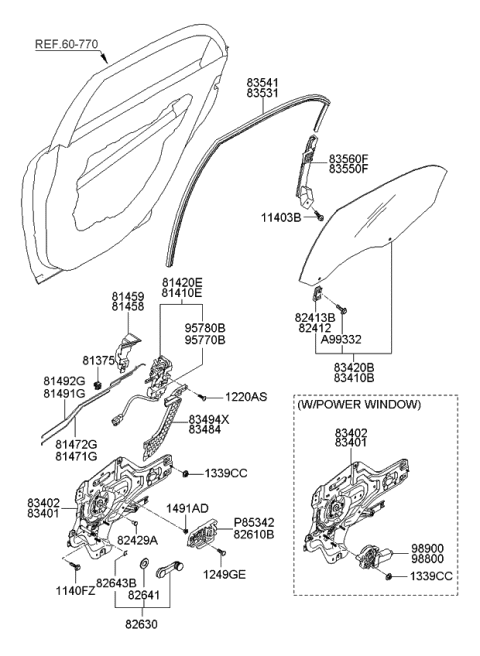 2007 Kia Spectra  Glass Assembly-Rear Door LH Diagram for 834102F010