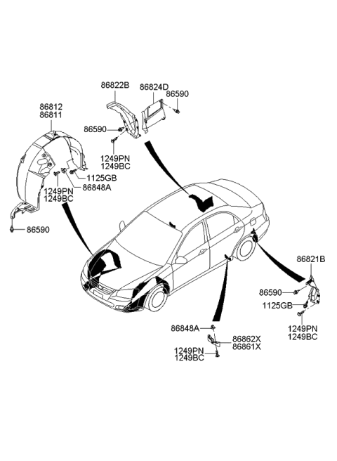 2007 Kia Spectra  Guard Assembly-Rear Wheel Diagram for 868212F500