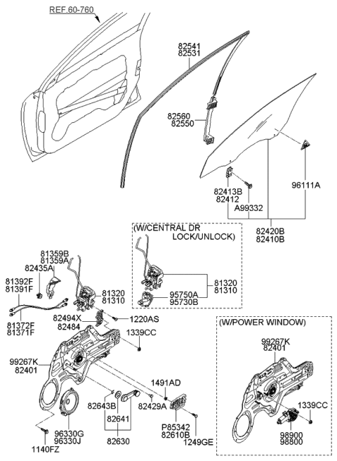 2007 Kia Spectra  Cable Assembly-Front Door S/L Diagram for 813922F000