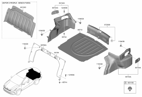2023 Kia Forte Trim Assembly-Rr TRANSVE Diagram for 85770M7001WK