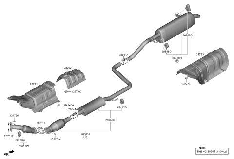 2023 Kia Forte  Center Muffler Complete Diagram for 28600M7510