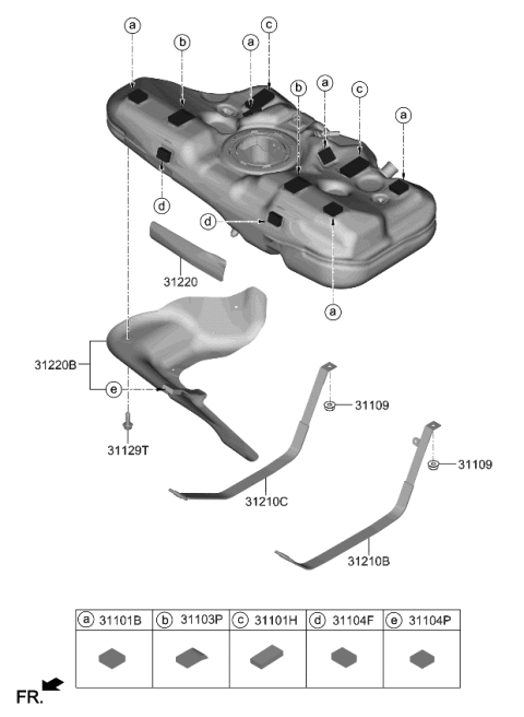 2023 Kia Forte  Pad-Fuel Tank Diagram for 31105F3500