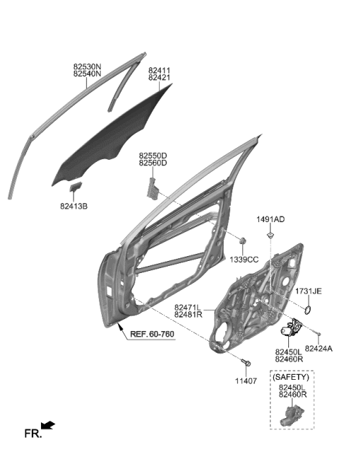 2023 Kia Forte  Run Assembly-Fr Dr WDO G Diagram for 82540M7000
