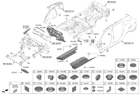 2023 Kia Sorento  Cover-Engine Under, R Diagram for 84291P2000