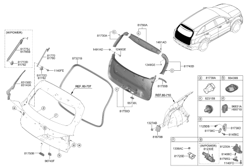 2023 Kia Sorento  Latch Assy-Tail Gate Diagram for 81800P2000