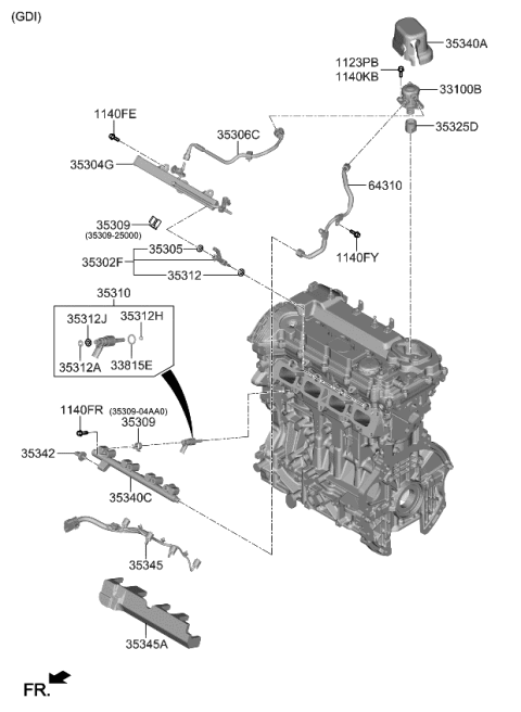 2022 Kia Sorento  Low Pressure Pipe Diagram for 353062S001