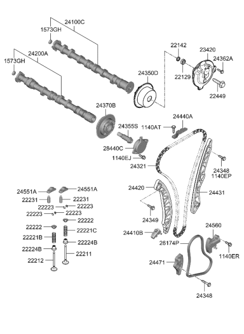 2023 Kia Sorento  Spring-Exhaust Valve Diagram for 222212T000