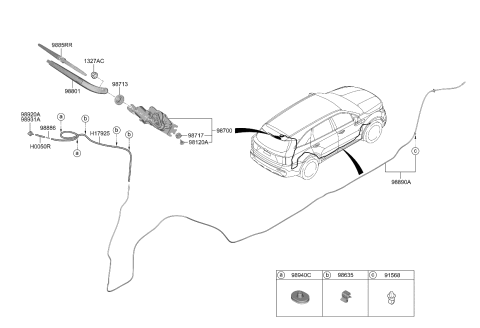 2021 Kia Sorento  GROMMET-REAR WIPER Diagram for 98713CW000