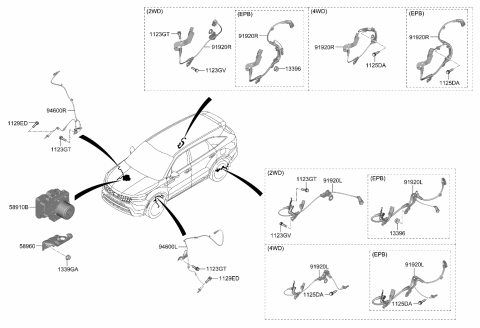 2021 Kia Sorento Cable Assembly-ABSEXT, R Diagram for 58960P2100