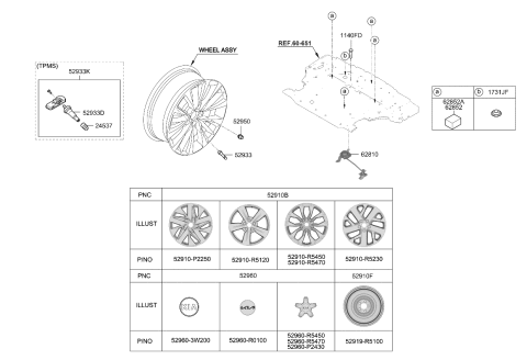 2021 Kia Sorento  Pad-Spare Tire Diagram for 62852B8000