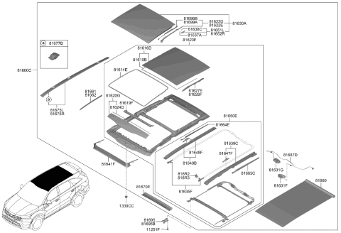 2023 Kia Sorento PILOT-ROLLER BLIND, R Diagram for 816R3F6000