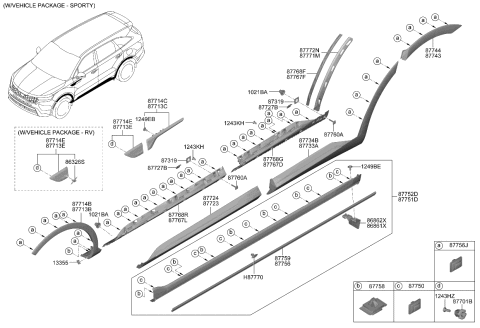 2022 Kia Sorento  Strip-Side SILL Fr M Diagram for 87779P2100