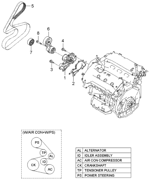 2006 Kia Optima  Pump Assembly-Water Diagram for 251003E000