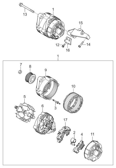2006 Kia Optima  Pulley-Generator Diagram for 373213E100