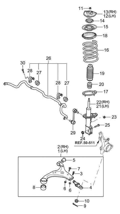 2006 Kia Optima  Pad-Front Spring Lower Diagram for 546332G000