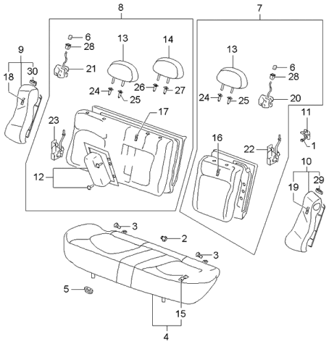 2000 Kia Optima  WEBBG Guide-Rear Seat Diagram for 8931038002BT