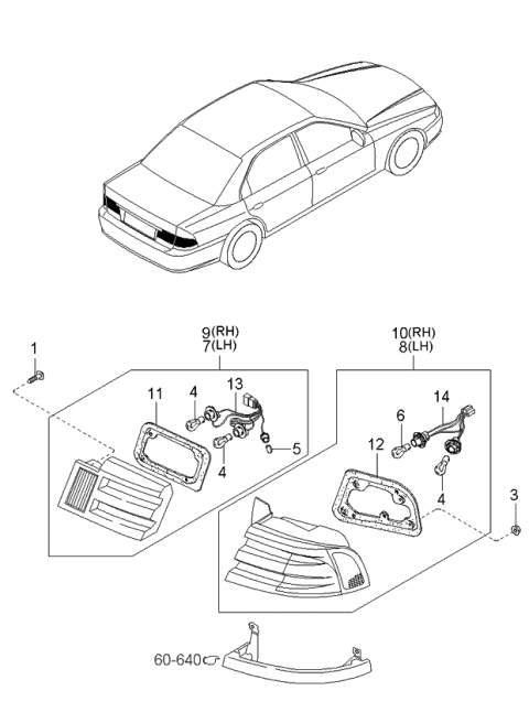 2001 Kia Optima Bulb Diagram for 1864427088