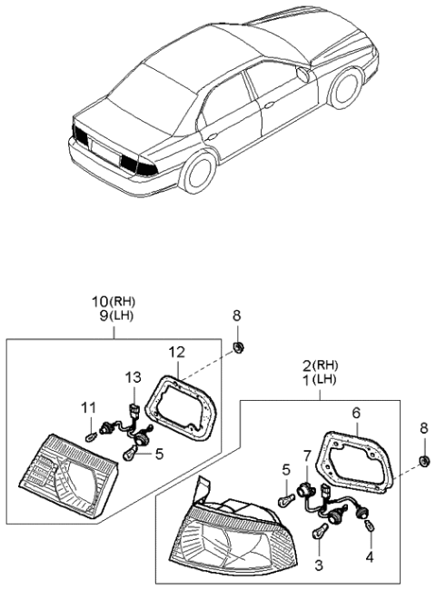 2002 Kia Optima Pad-Rear, LH Diagram for 924633C100