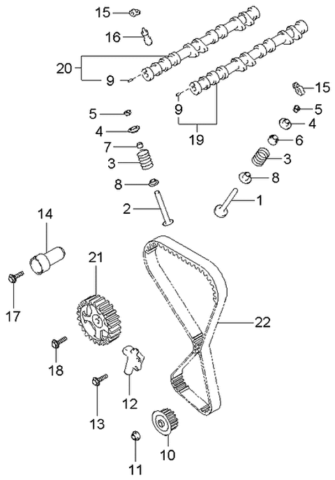 2000 Kia Optima Spring-Valve Diagram for 2222138000