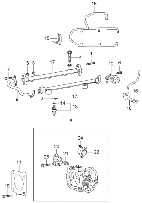 2004 Kia Optima  Clip-Fuel Injector Diagram for 3530926010
