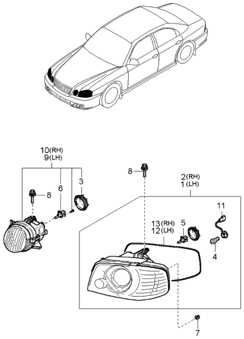 2005 Kia Optima  Bulb Diagram for 1864965001