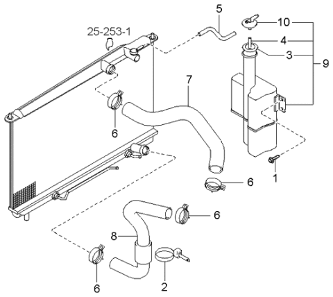 2004 Kia Optima  Reservoir Assembly-Radiator Diagram for 2543038050