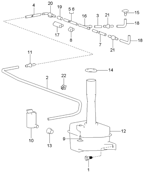 2003 Kia Optima  Motor & Pump Assembly-Windshield Washer Diagram for 9851034000