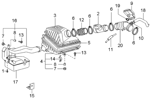 2005 Kia Optima Cover-Air Cleaner Diagram for 2811138005