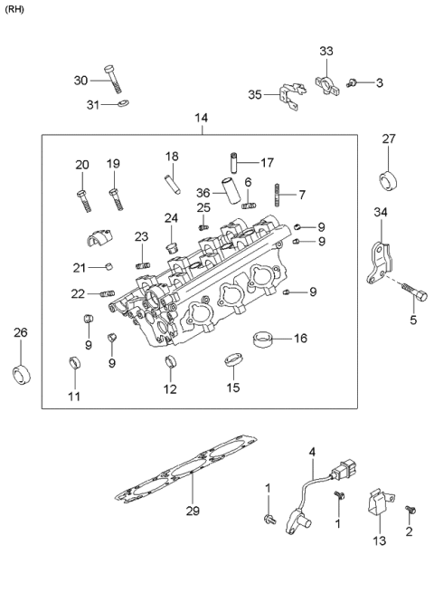 2004 Kia Optima  Head Assembly-Cylinder Diagram for 2210037205
