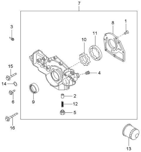 2005 Kia Optima  Case Assembly-Oil Pump Diagram for 2131037100