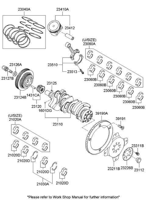 2007 Kia Optima  Pin-Piston Diagram for 234123E001