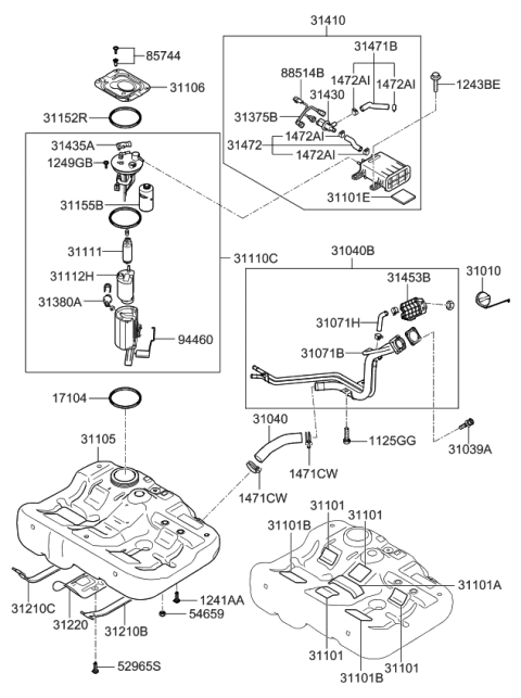 2006 Kia Optima  Neck Assembly-Fuel Fill Diagram for 310302G100