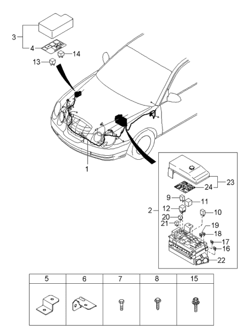 2006 Kia Amanti  Upper Cover-Relay Diagram for 919533F020
