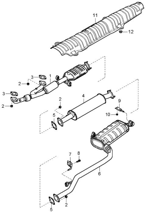 2004 Kia Amanti  Center Muffler Assembly Diagram for 286503F030