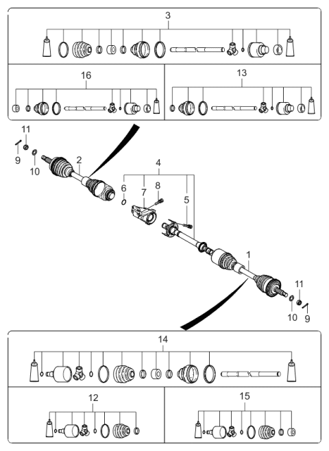 2005 Kia Amanti Damper Set, RH Diagram for 495073F850