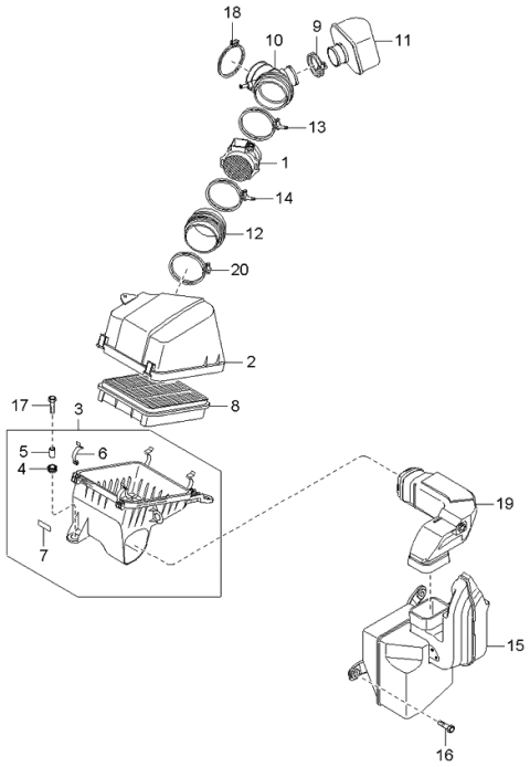 2004 Kia Amanti  Cover-Air Cleaner Diagram for 281113F000