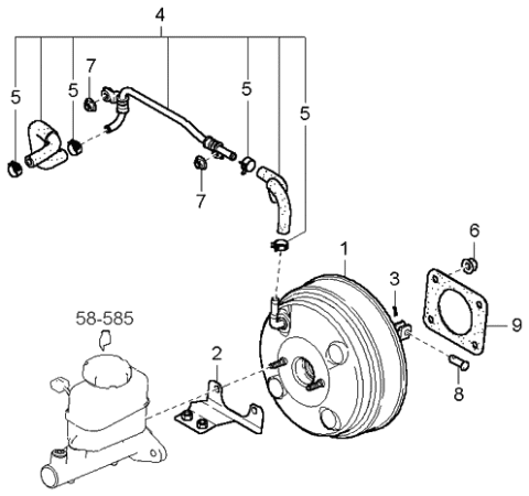 2006 Kia Amanti  Booster Assembly-Brake Diagram for 591103F000