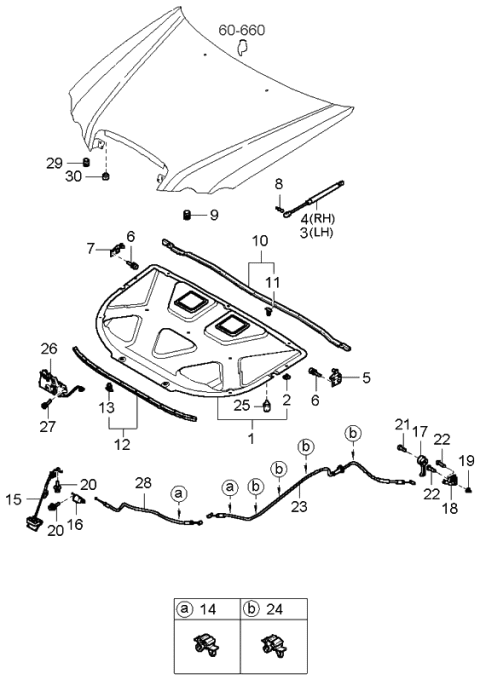 2004 Kia Amanti  Weatherstrip Assembly-Hood Diagram for 864303F000