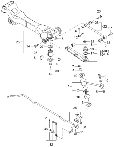 2006 Kia Amanti Clamp-Stab Bar Diagram for 555483F100