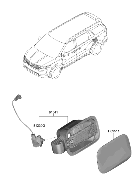 2022 Kia Carnival HOUSING-FUEL FILLER Diagram for 81595R0000